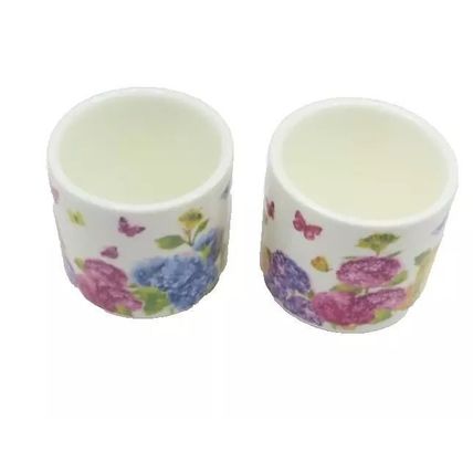 Butterfly & Flower Egg Cups Set of Two Ceramic Fine China Ceramic 5 CM Tableware