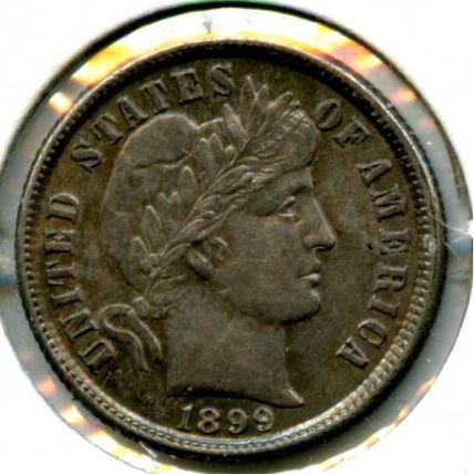 1899 AU58 Barber Dime