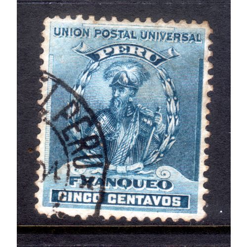 PERU 1896 SG341 5c BLUE PIZARRO FINE USED #5