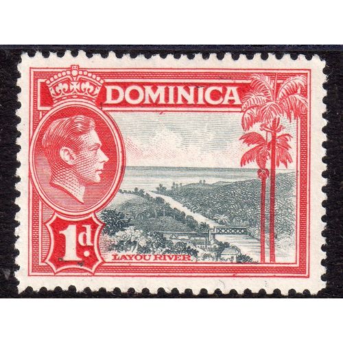 Dominica Sg100 1d Grey & Scarlet LIGHTLY M/MINT (G147)