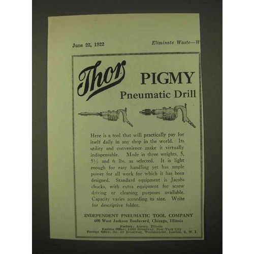 1922 Thor Pigmy Pneumatic Drill Ad