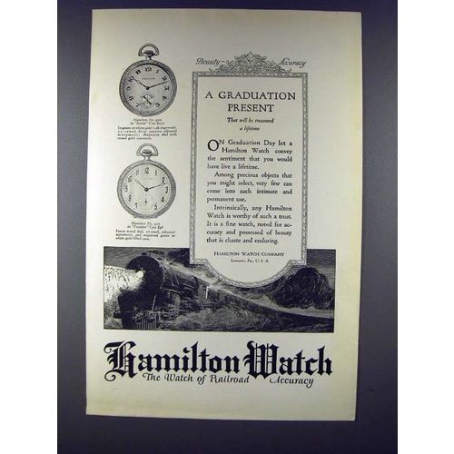 1923 Hamilton No. 920 Byron, No. 910 Franklin Watch Ad