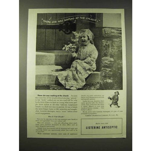 1944 Listerine Antiseptic Ad - Waiting At Church