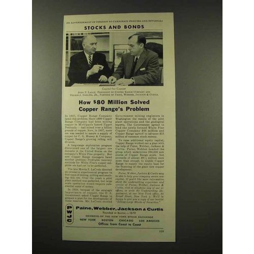 1956 Paine, Webber, Jackson and Curtis Ad, Stocks Bonds