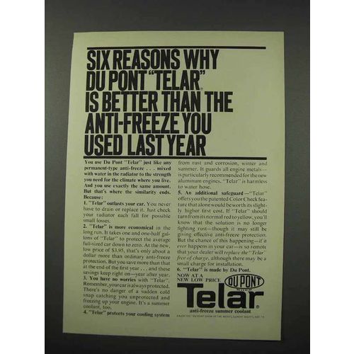 1961 Du Pont Elar Anti-freeze Summer Coolant Ad