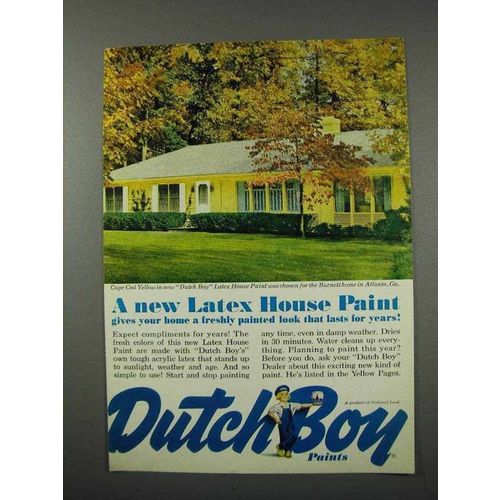 1961 Dutch Boy Latex House Paint Ad - Cape Cod Yellow