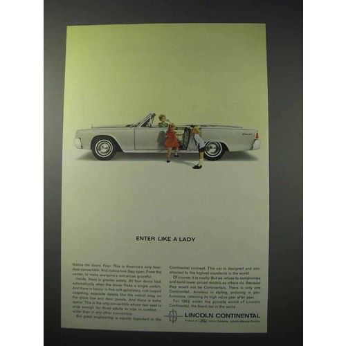 1963 Lincoln Continental Car Ad - Enter Like a Lady