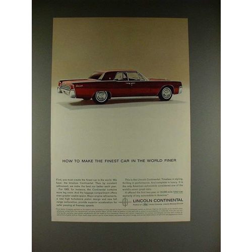 1963 Lincoln Continental Car Ad - Make Finer