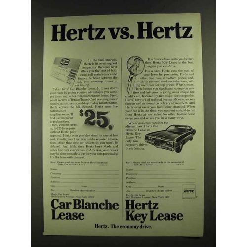 1972 Hertz Rent-a-Car Ad - Hertz vs. Hertz