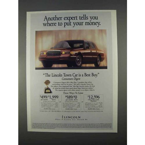 1996 Lincoln Town Car Ad - Where To Put Your Money