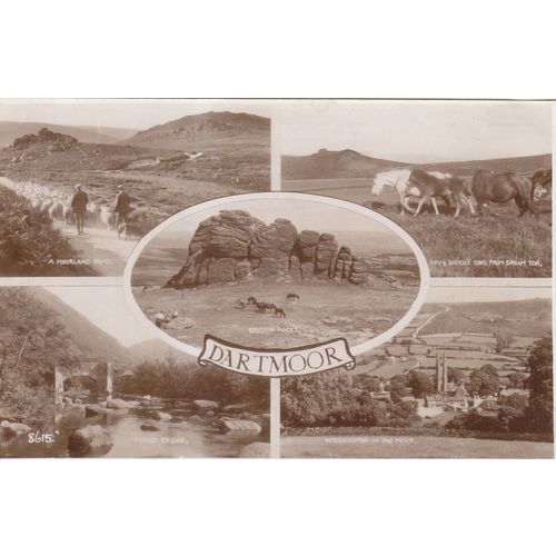 Vintage Sepia Postcard - Dartmoor Scenes pub Sweetman