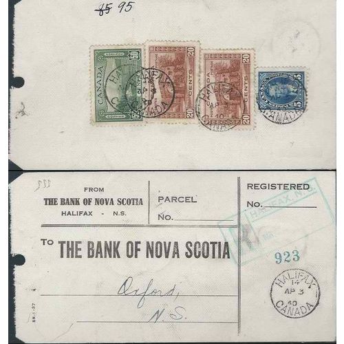 Canada Mufti Issue 1940 Halifax Mail Bag Tag REGISTERED to Oxford NS