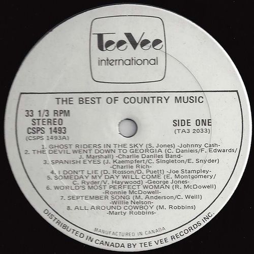 TeeVee Int'l. #CSPS 1493 "The Best Of Country Music" - 16 Tunes, various artists