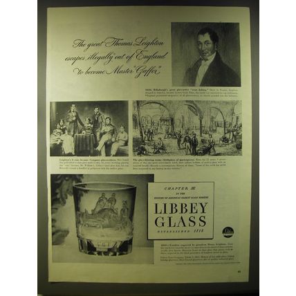 1946 Libbey Glass Ad - The great Thomas Leighton escapes illegally