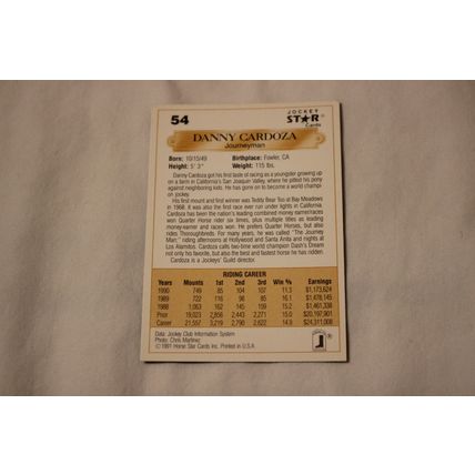 Danny Cardoza 1991 Jockey Star NO. 54