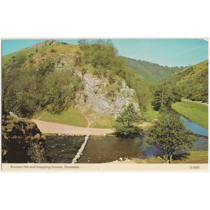 Postcard Bunster Hill and Stepping Stones, Dovedale, Derbyshire. Unposted