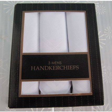 White Polycotton Boxed 14x14 cm Mens Hankies Handkerchiefs 3Pk RJM Gift set
