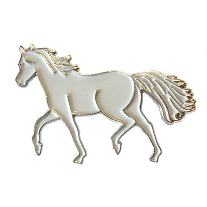 Grey Horse Pony Equestrian Horse Riding Metal Enamel Badge 30mm New