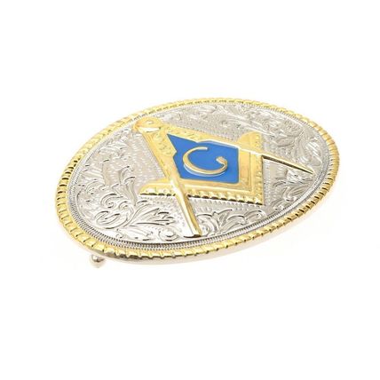 New Men’s Western Mason Silver & Gold Color Belt Buckle