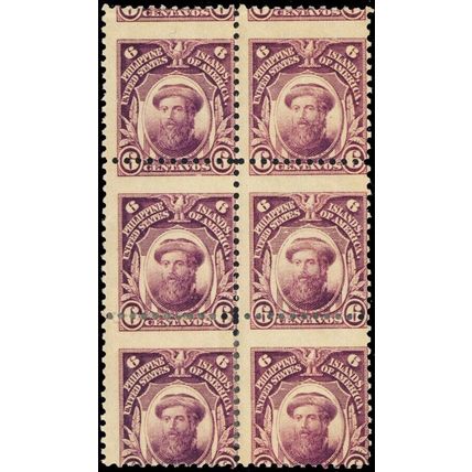 Phillippines 243, Mint Scarce Misperforation ERROR Block of Six - Stuart Katz