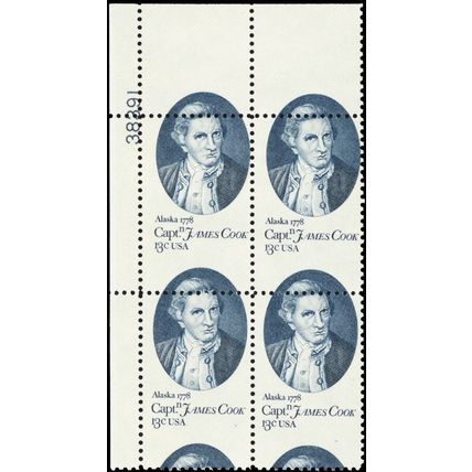 1732, 13¢ Misperforation ERROR Plate Block Captain Cook MNH - Stuart Katz