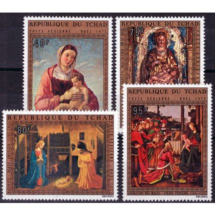 ZAYIX Chad C144-147 MNH Christmas Holy Family Artist Pietro Perugino 111022S165