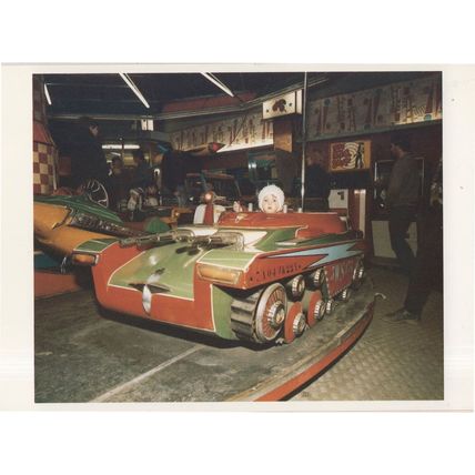Fair Roundabout With Military Tank & Child New Brighton Postcard