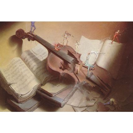 Toy Soldier Musicians Attack Violin Military Disaster Postcard