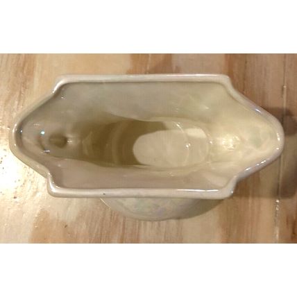 Vintage Pioneer Pottery Pearl Iridescent Vase 22k Gold Handles USA 4.5"