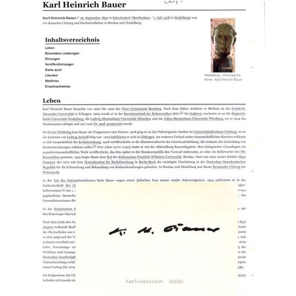 Karl Heinrich Bauer German Heidelberg Surgeon Oncologist Hand Signed Card