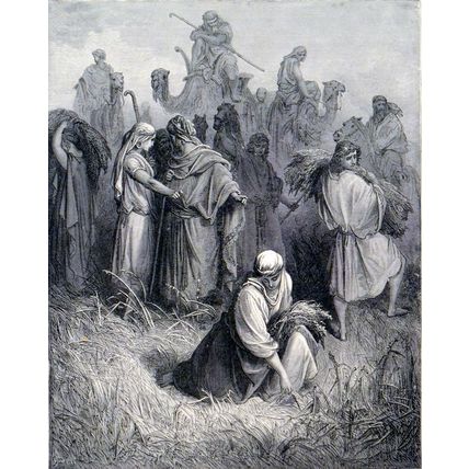 BOAZ AND RUTH 1885 Gustave Doré - Pannemaker ANTIQUE ENGRAVING