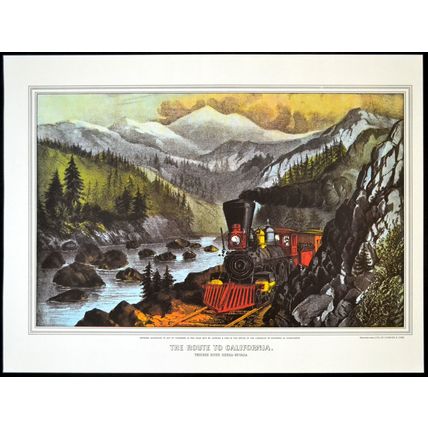 ROUTE TO CALIFORNIA 1952 Nathaniel Currier - James Merritt Ives - Train PRINT