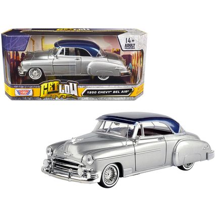 1950 Chevrolet Bel Air Lowrider Silver Metallic with Blue Metallic Top "Get L...