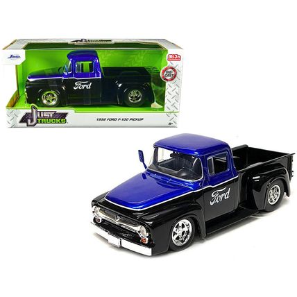 1956 Ford F-100 Pickup Truck Black and Blue Metallic with Ford Graphics "Just...