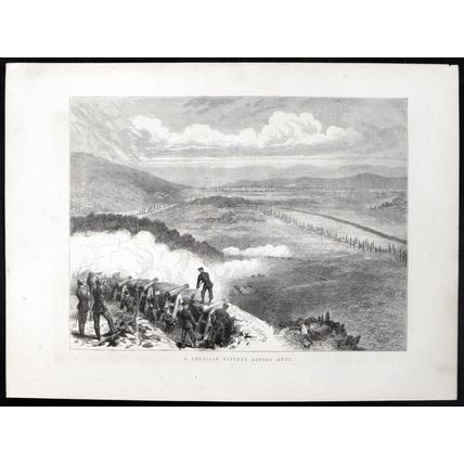 PRUSSIAN BATTERY BEFORE METZ 1870 VICTORIAN ENGRAVING