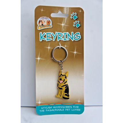 BLACK AND TAN GERMAN SHEPHERD KEY RING FLEXIBLE RUBBER KEY RING & KEY CHAIN