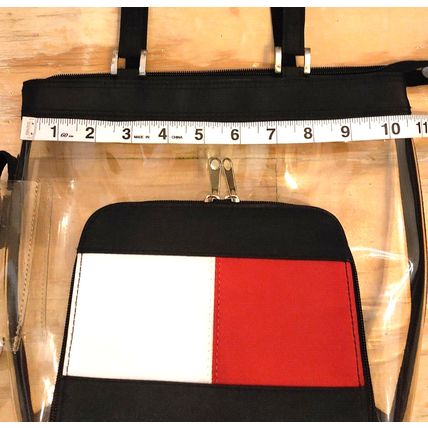 Clear PVC Clear Bag 10 x 11 Phone Outer Pocket Black Double Shoulder Straps