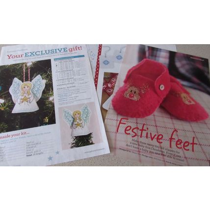 Xmas Cross Stitch Charts Snowflake Cards, Festive Feet, Angel Magazine Charts