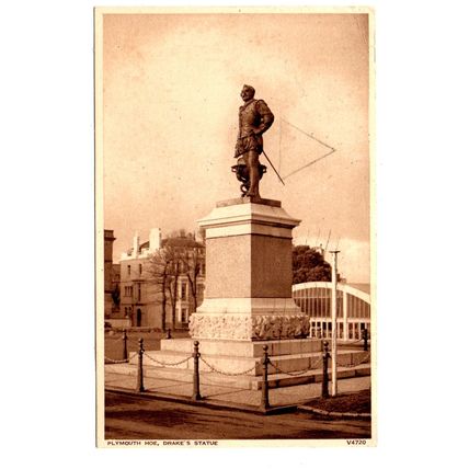 Plymouth Hoe, Drake`s Statue - Postally Used - Liskeard 16 Oct 1953 Cornwall