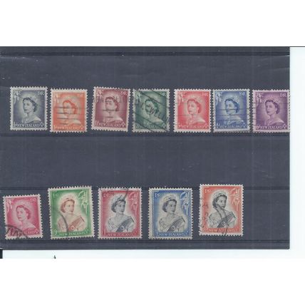 New Zealand Stamps 1953 QEII series used to 1s9d SG 723 - 733b (Q421)