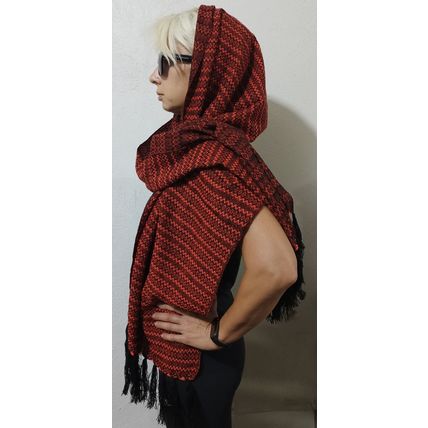 Elegant-Ultra-Soft-Lightweight **BLACK-ORANGE** Traditional Rebozo Shawl Mexico