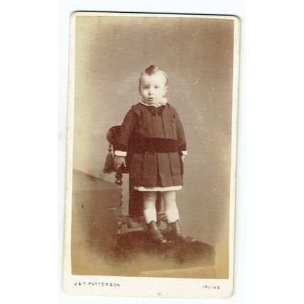 Victorian cdv photo infant standing on chair Irvine photographer