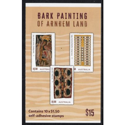 AUSTRALIA: 2025 BARK PAINTINGS OF ARNHEM LAND, BOOKLET PAGE OF 4 SELF-ADHESIVES.