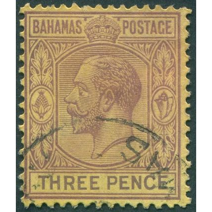 Bahamas 1937 3d purple on orange-yellow SG120a used