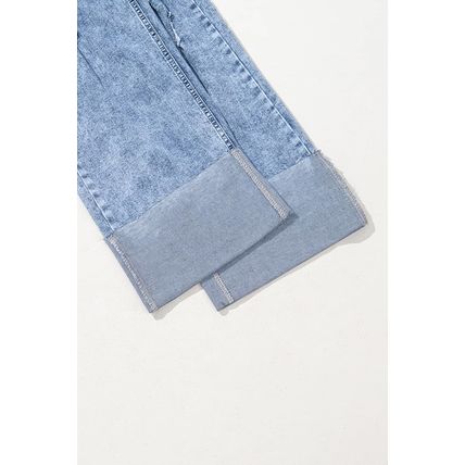 Ashleigh Blue Mineral Wash Bottom Cuff Distressed Wide Leg Jeans