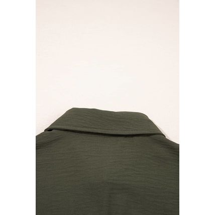 Moss Green Half Button Belted Utility Short Sleeve Jumpsuit