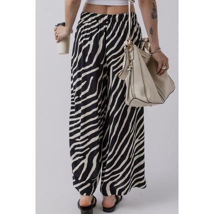 Black Zebra Striped Summer Wide Leg Pants