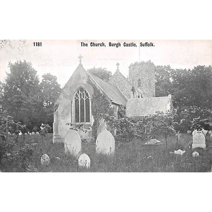 The Church, Burgh Castle, Suffolk : Pawsey printed postcard 1181