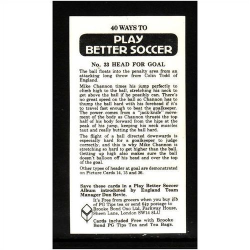 Brook Bond Play Better Soccer Head for Goal Card No 33 Mint