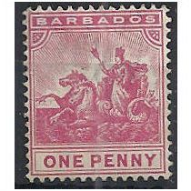 Barbados 1892 SG107 1d Carmine Mounted Mint . ..